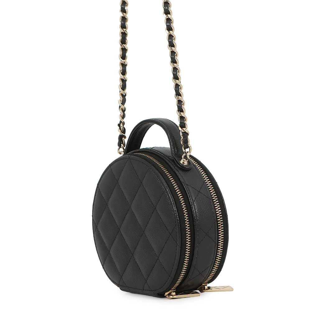 CHANEL Matelasse Round ChainShoulder Bag BlackAP2502 Caviar Leather