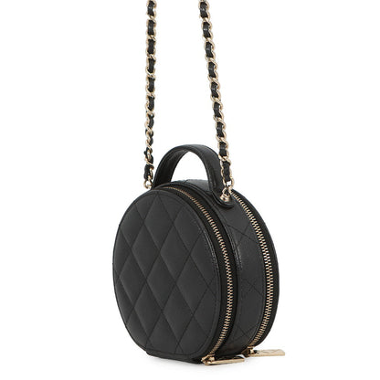 CHANEL Matelasse Round ChainShoulder Bag BlackAP2502 Caviar Leather