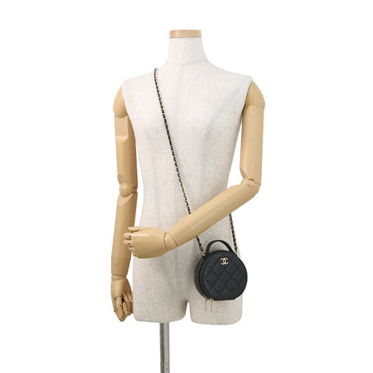 CHANEL Matelasse Round ChainShoulder Bag BlackAP2502 Caviar Leather