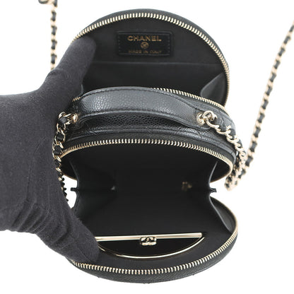 CHANEL Matelasse Round ChainShoulder Bag BlackAP2502 Caviar Leather