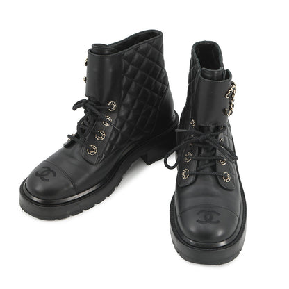 CHANEL Matelasse short boots BlackG36424 Leather Size 37.5C