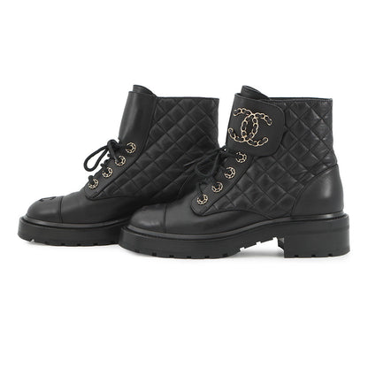 CHANEL Matelasse short boots BlackG36424 Leather Size 37.5C