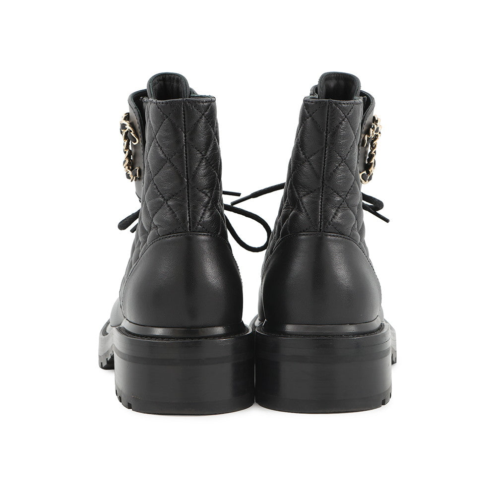 CHANEL Matelasse short boots BlackG36424 Leather Size 37.5C
