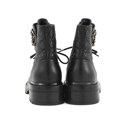 CHANEL Matelasse short boots BlackG36424 Leather Size 37.5C