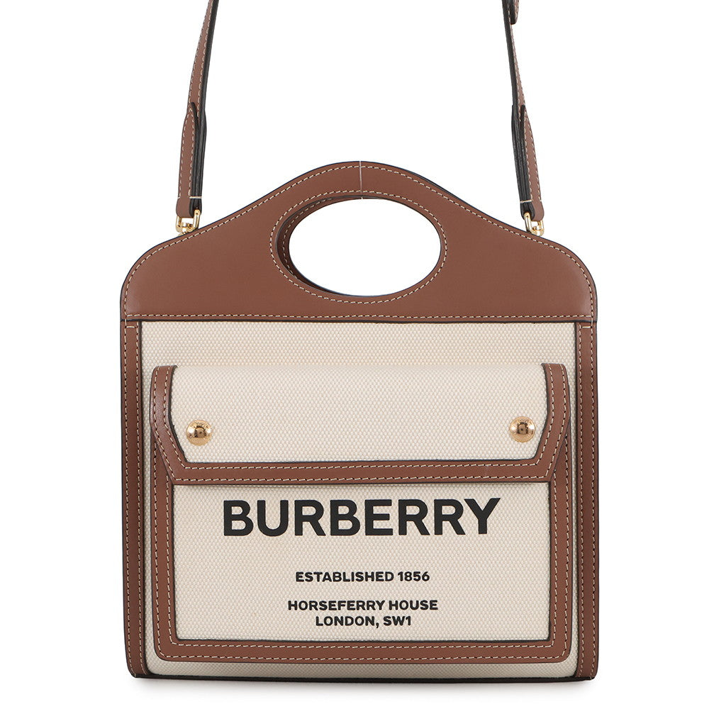 BURBERRY Two-tone Natural/Brown8031746 Canvas Leather Size Mini