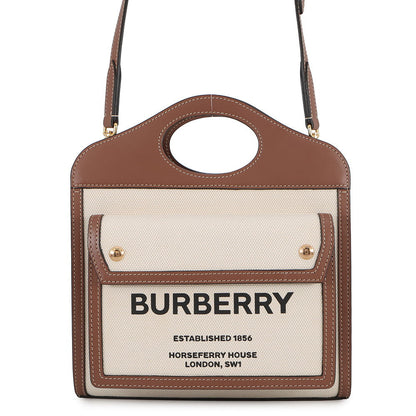 BURBERRY Two-tone Natural/Brown8031746 Canvas Leather Size Mini