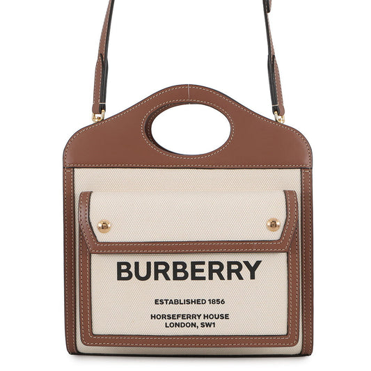 BURBERRY Two-tone Natural/Brown8031746 Canvas Leather Size Mini