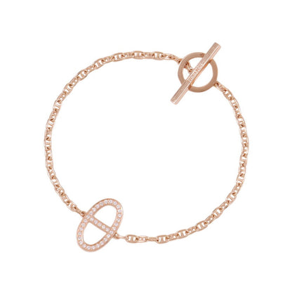 HERMES Chaine d'Ancre Contour Bracelet Size STH122404B 18K Pink Gold