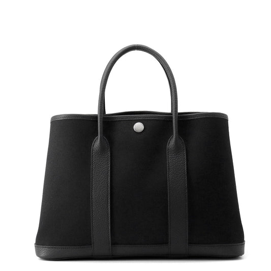 HERMES Garden Party Black Toile H Negonda Leather Size TPM