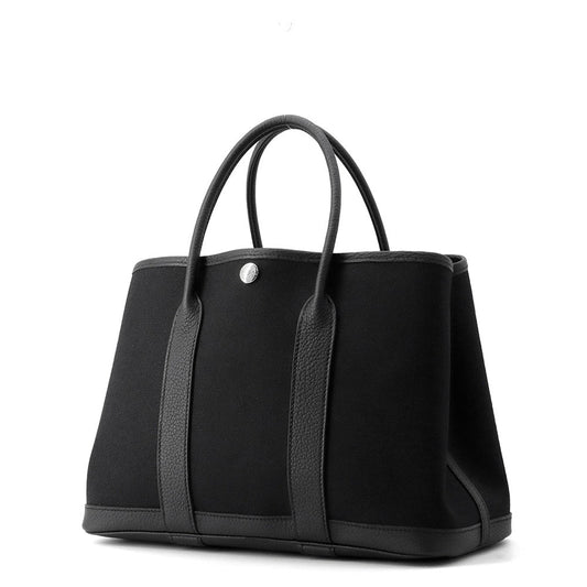 HERMES Garden Party Black Toile H Negonda Leather Size TPM