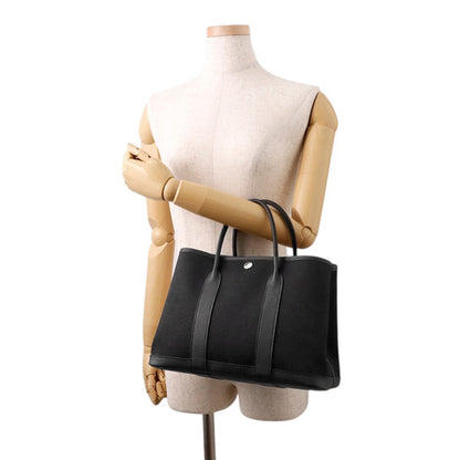 HERMES Garden Party Black Toile H Negonda Leather Size TPM