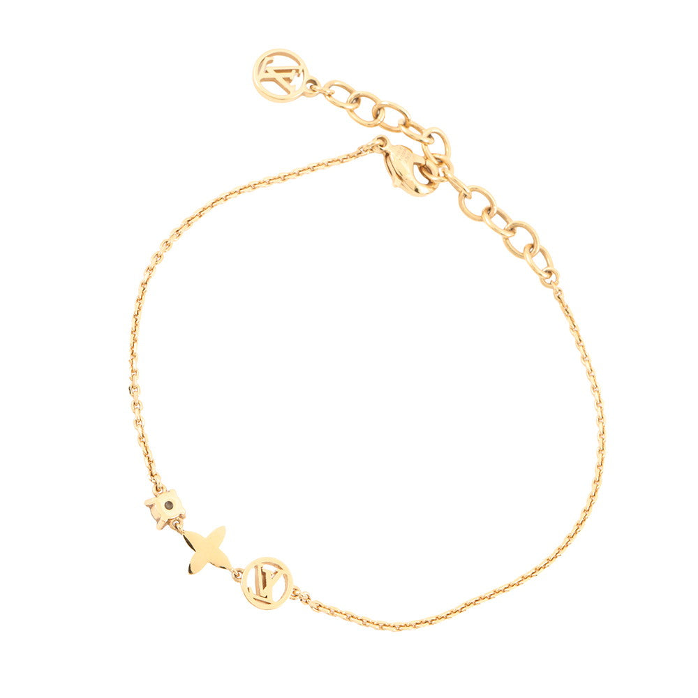LOUIS VUITTON Bracelet・Petit Louis GoldM00374 Metal strass