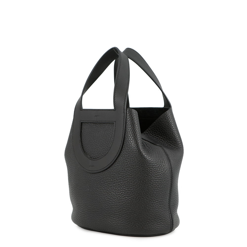 HERMES in-the-loop Tote Bag Black Taurillon Clemence Swift Leather Size 18