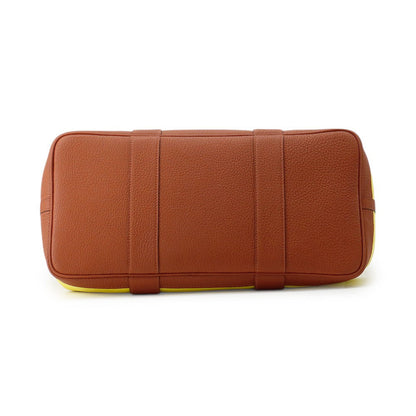 HERMES Garden Party Lime/Brown Toile Officier Negonda Leather Size PM