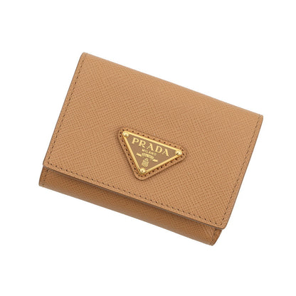 PRADA Tri-fold wallet Beige1MH042 Leather