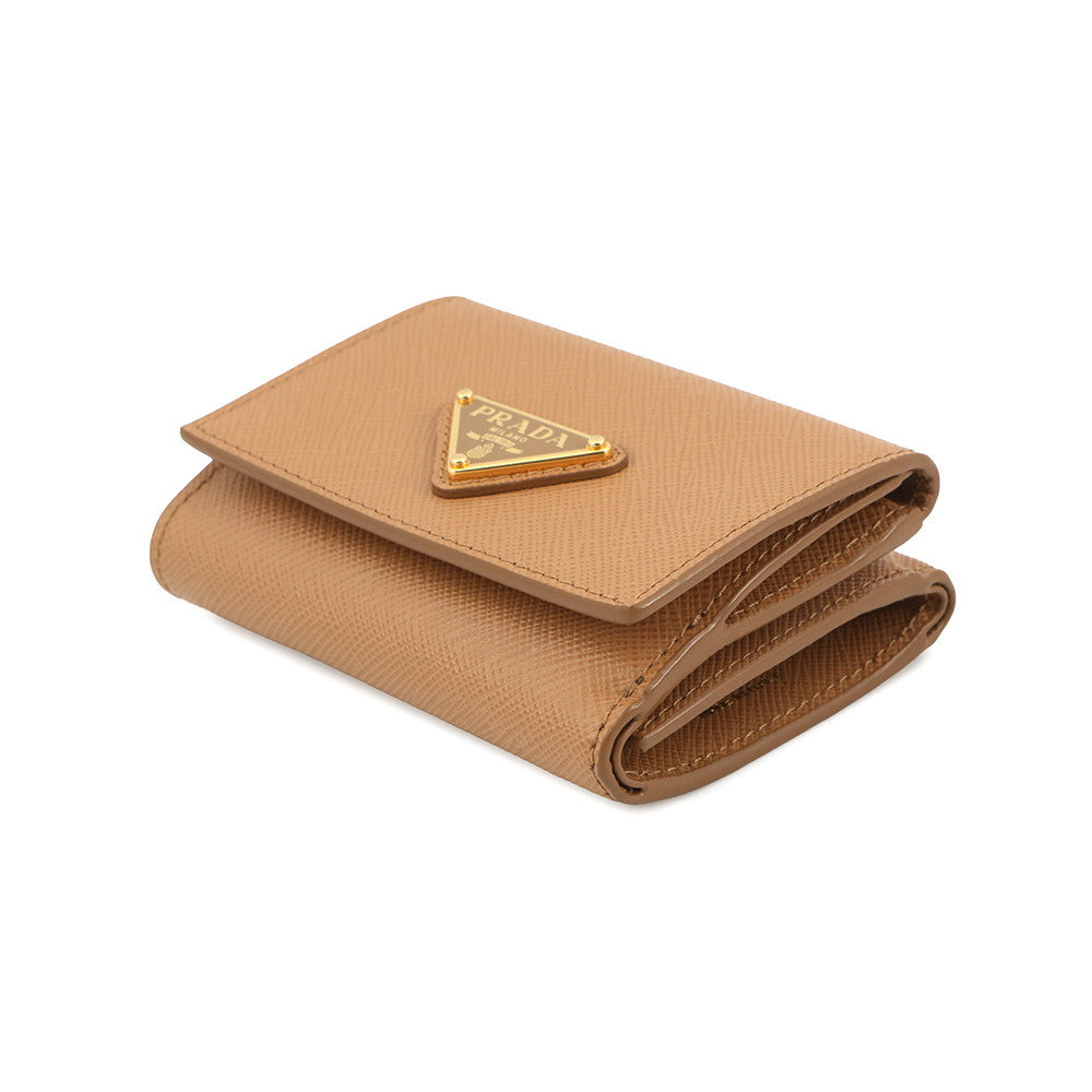 PRADA Tri-fold wallet Beige1MH042 Leather