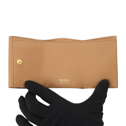 PRADA Tri-fold wallet Beige1MH042 Leather