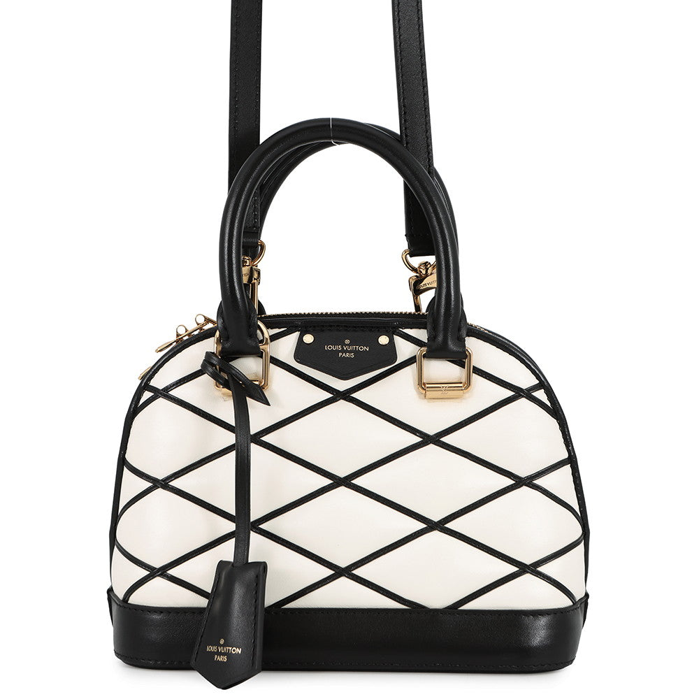 LOUIS VUITTON Alma BB White/BlackM23761 Lamb Leather Size BB
