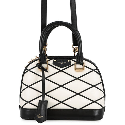 LOUIS VUITTON Alma BB White/BlackM23761 Lamb Leather Size BB