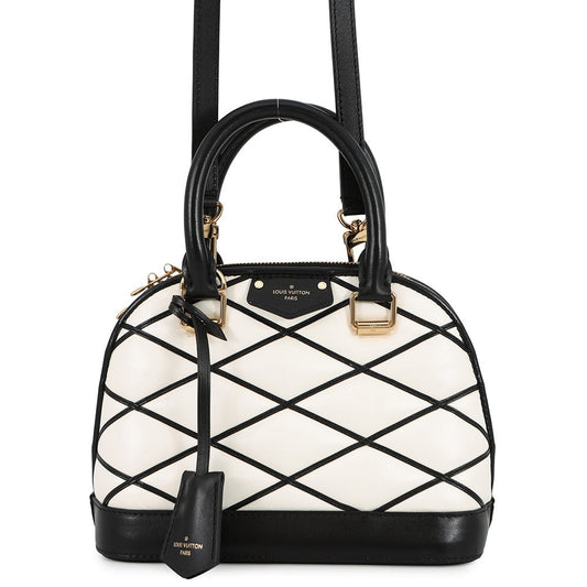 LOUIS VUITTON Alma BB White/BlackM23761 Lamb Leather Size BB