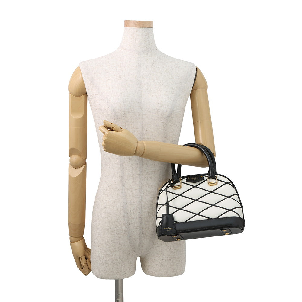 LOUIS VUITTON Alma BB White/BlackM23761 Lamb Leather Size BB