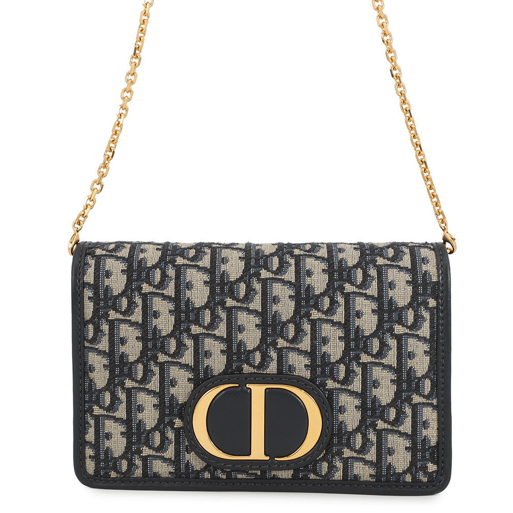 Dior Oblique 30 Montaigne 2-in-1 Pouch Navy/BeigeS2086UTZQ JacquardCanvas/Calf Leather