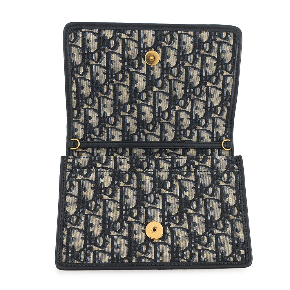 Dior Oblique 30 Montaigne 2-in-1 Pouch Navy/BeigeS2086UTZQ JacquardCanvas/Calf Leather