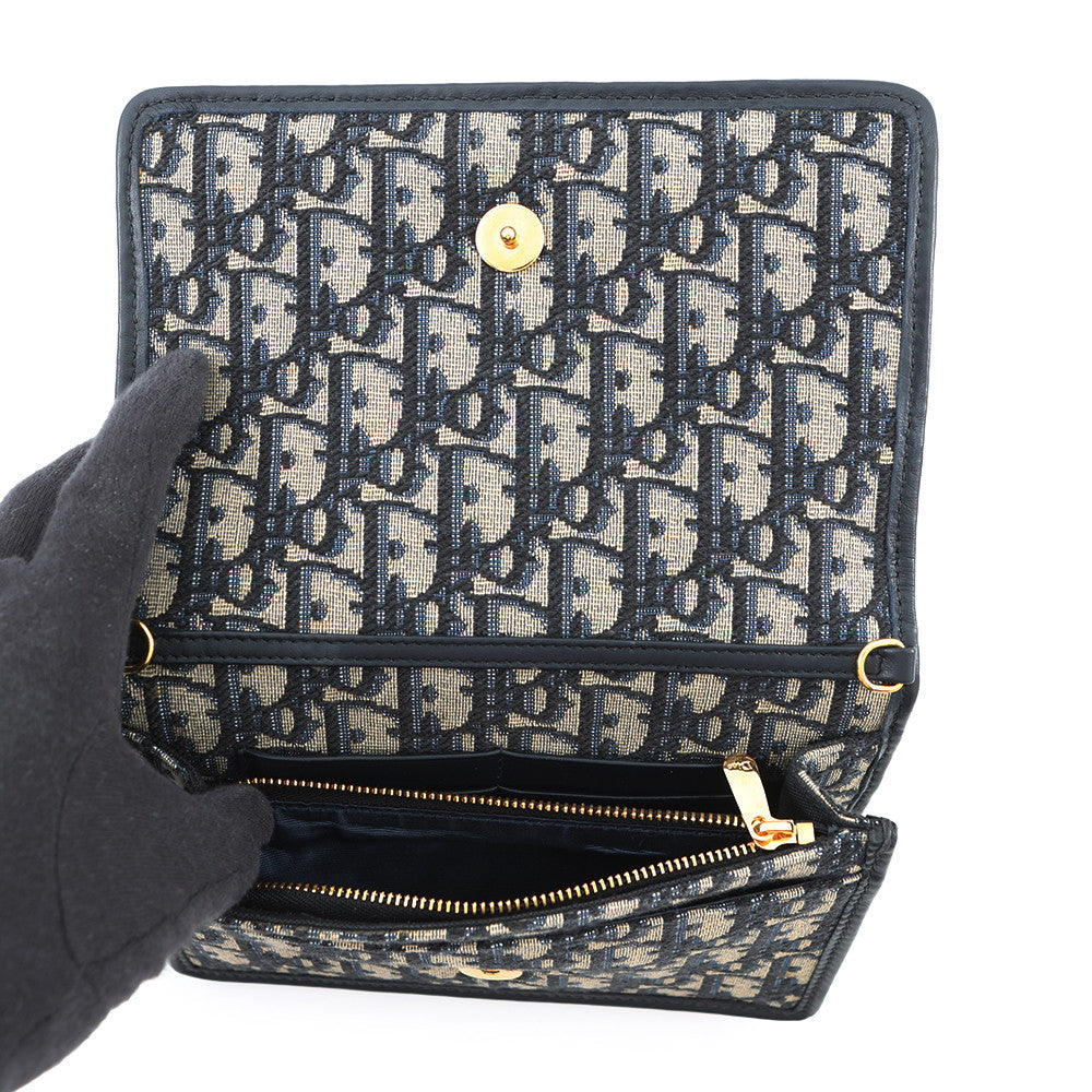 Dior Oblique 30 Montaigne 2-in-1 Pouch Navy/BeigeS2086UTZQ JacquardCanvas/Calf Leather