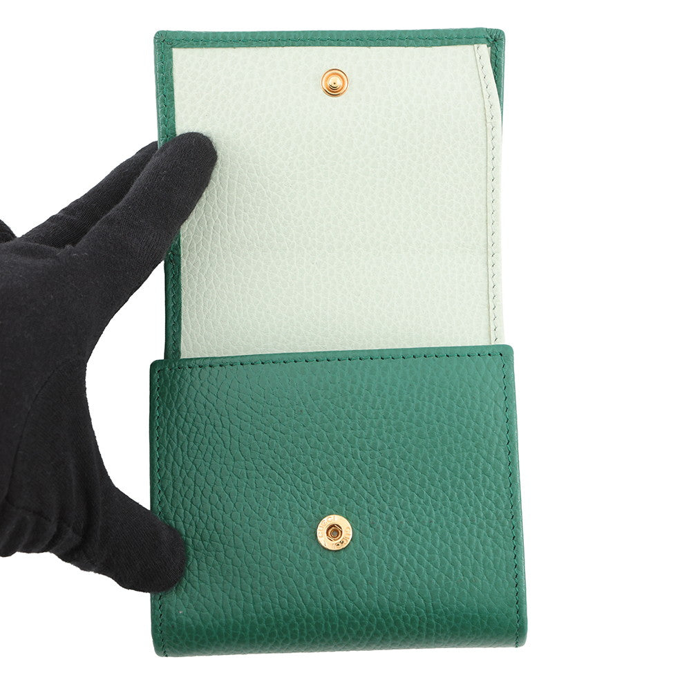GUCCI Double G Medium Wallet Green/Light Green598587 Leather