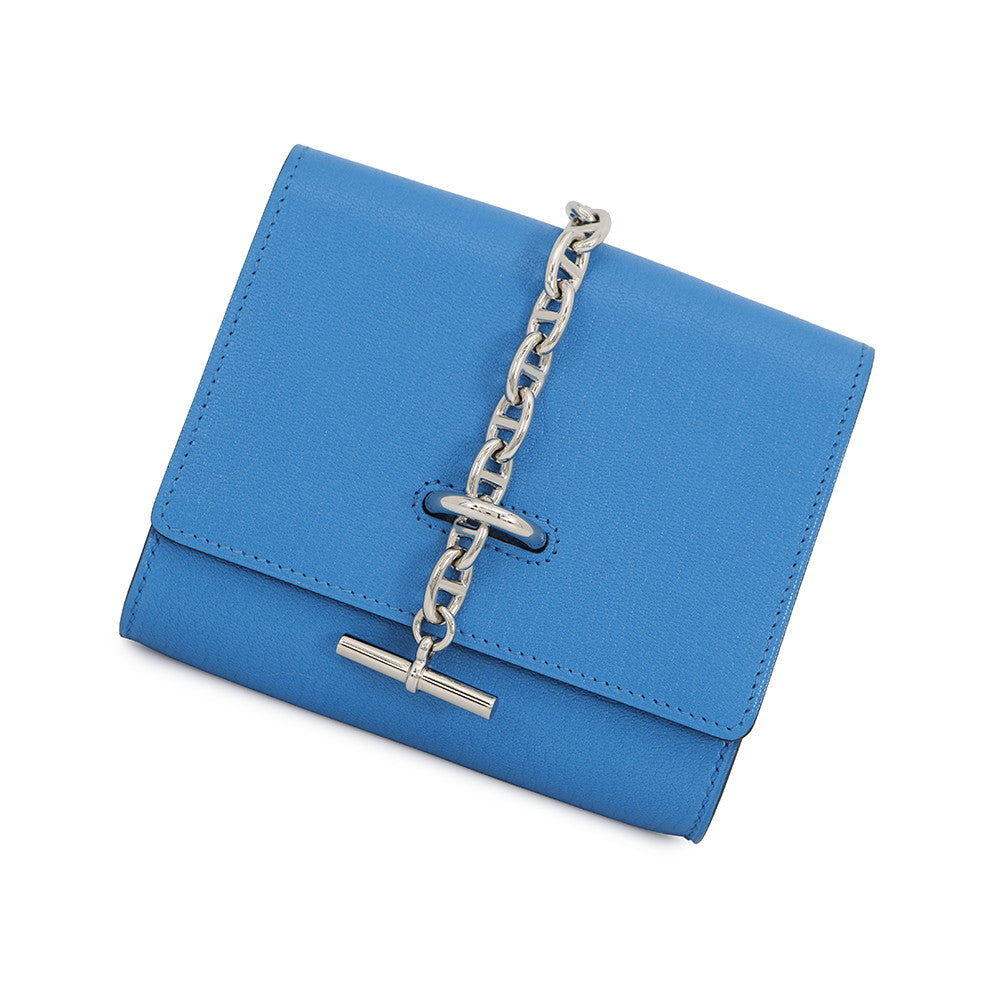 HERMES Chaine d'Ancre Compact Blue Cerise Chevre Myzore Goatskin