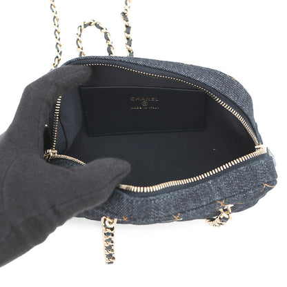 CHANEL CC Logo Matelasse ChainClutch NavyAP5092 Denim