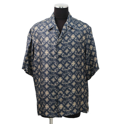 LOUIS VUITTON Open collar shirt Size L NavyHPS34W Silk100%