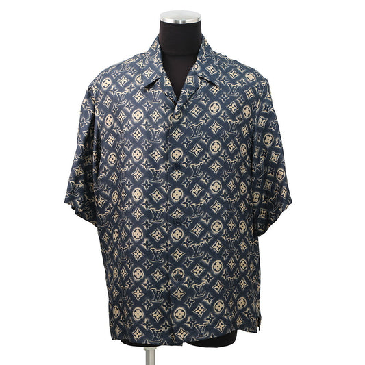 LOUIS VUITTON Open collar shirt Size L NavyHPS34W Silk100%