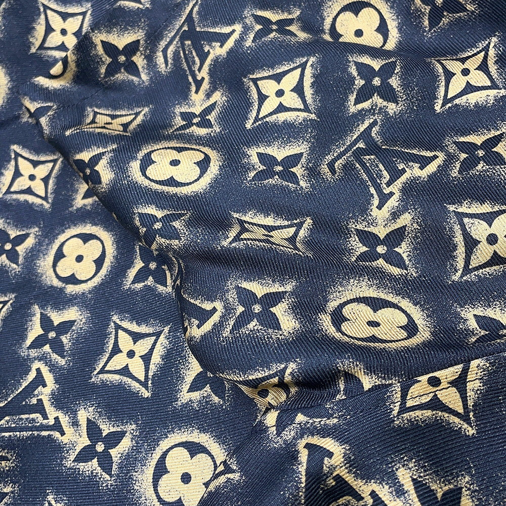 LOUIS VUITTON Open collar shirt Size L NavyHPS34W Silk100%