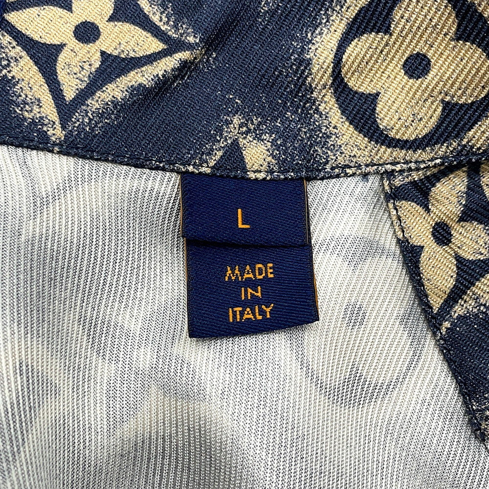 LOUIS VUITTON Open collar shirt Size L NavyHPS34W Silk100%