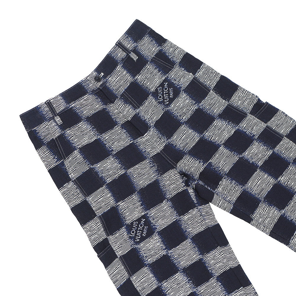 LOUIS VUITTON Damier Wool Pants Size 46 NavyHQP08W Wool 100% Cotton100%