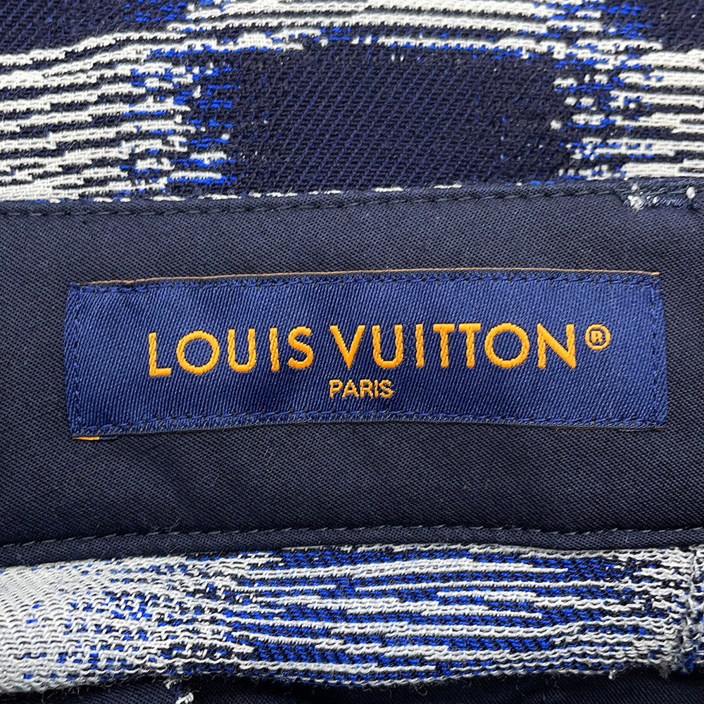 LOUIS VUITTON Damier Wool Pants Size 46 NavyHQP08W Wool 100% Cotton100%