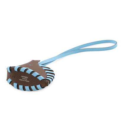 HERMES Cheval Tresse Bag Charm Terre/Celeste Epsom