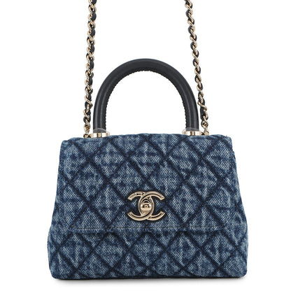 CHANEL Coco Handle 2wayChainShoulder BlueAP4244 Washed Denim Calf Leather Size Mini mini