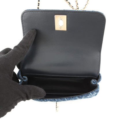 CHANEL Coco Handle 2wayChainShoulder BlueAP4244 Washed Denim Calf Leather Size Mini mini