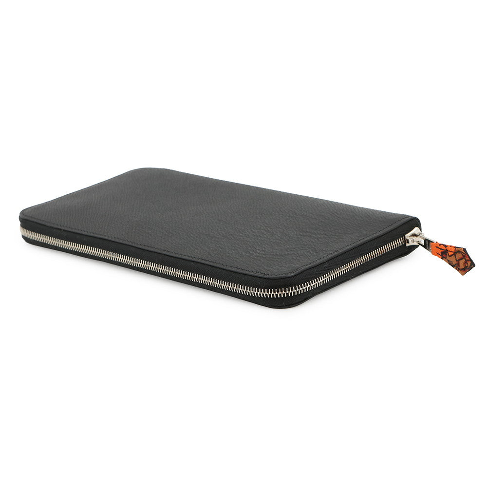 HERMES Azap Long silk in Black Epsom