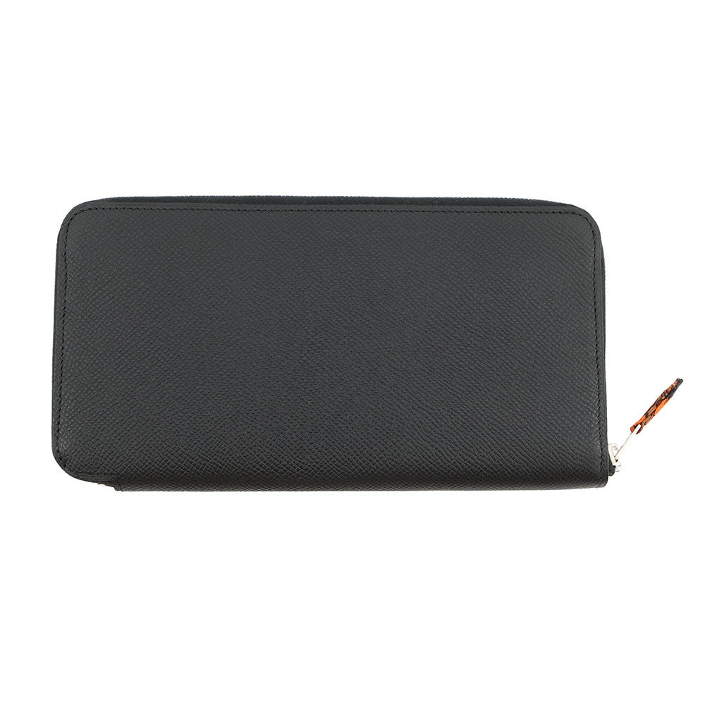 HERMES Azap Long silk in Black Epsom