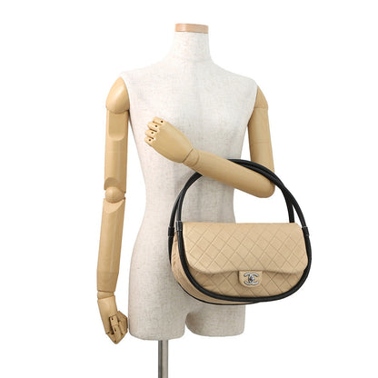 CHANEL Matelasse Hula Hoop Handbag Beige/BlackA66222 Lambskin
