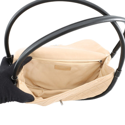 CHANEL Matelasse Hula Hoop Handbag Beige/BlackA66222 Lambskin