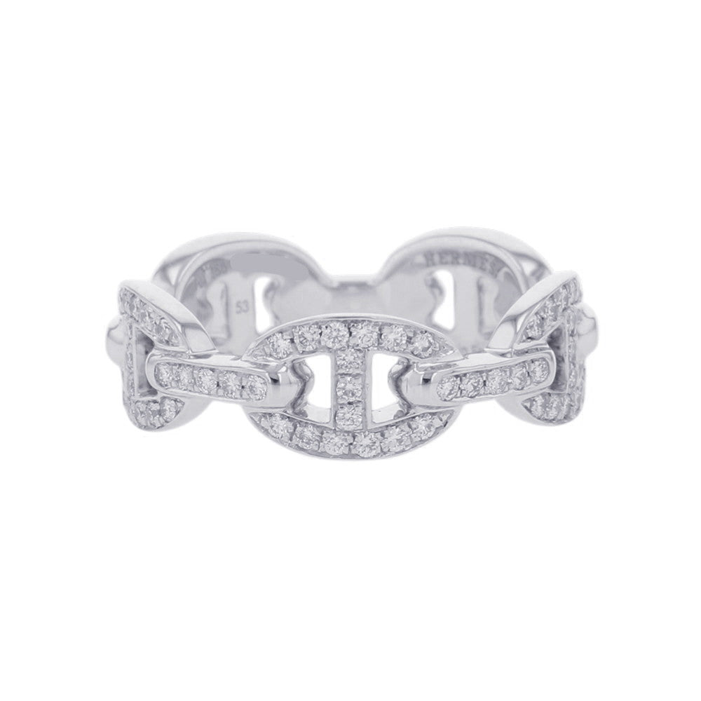 HERMES Chaine d'Ancre Enchaînée Ring Size 53/#13 PM 18K White Gold