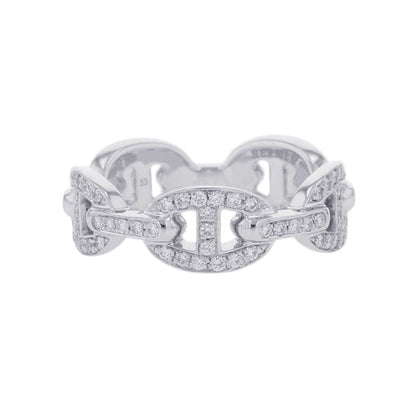HERMES Chaine d'Ancre Enchaînée Ring Size 53/#13 PM 18K White Gold