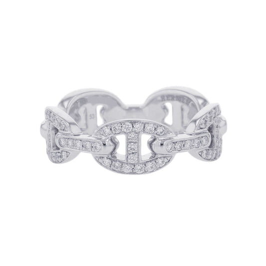 HERMES Chaine d'Ancre Enchaînée Ring Size 53/#13 PM 18K White Gold