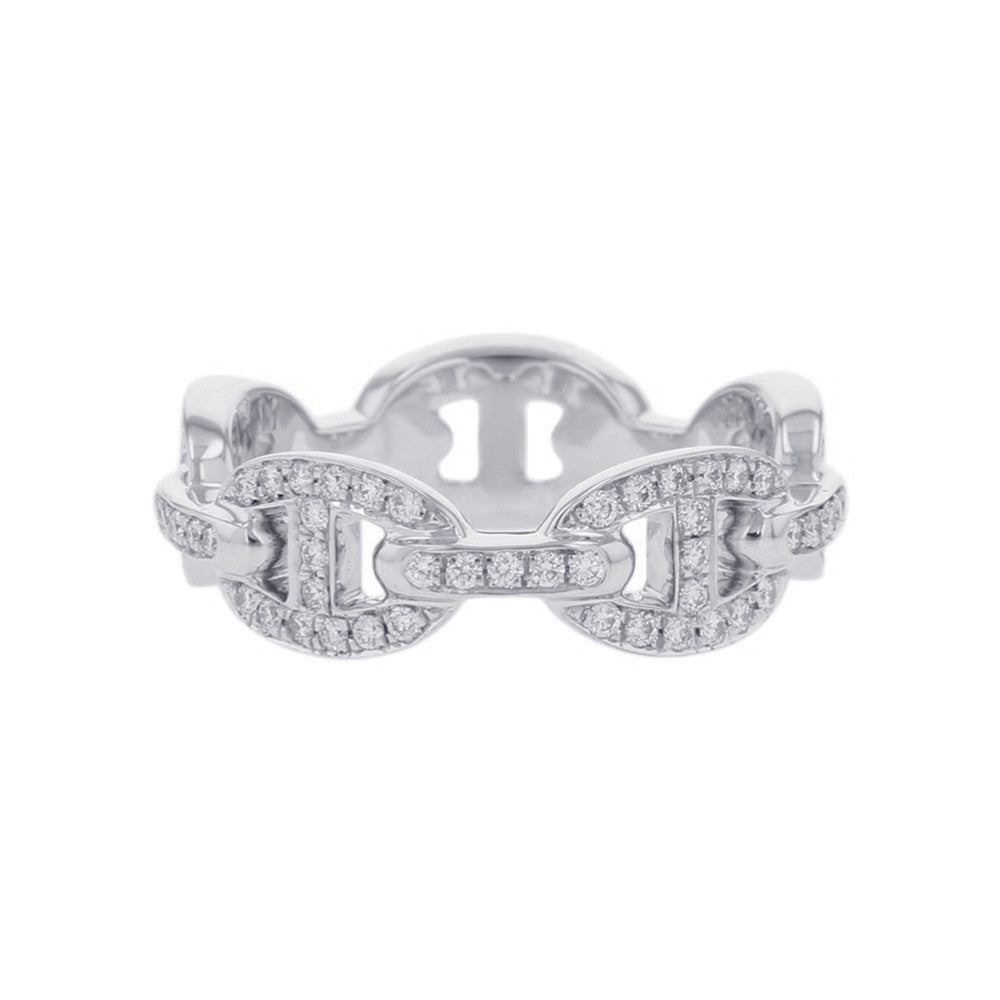 HERMES Chaine d'Ancre Enchaînée Ring Size 53/#13 PM 18K White Gold