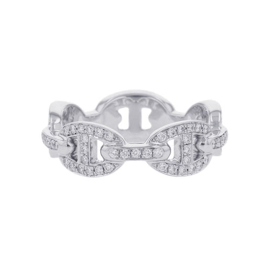 HERMES Chaine d'Ancre Enchaînée Ring Size 53/#13 PM 18K White Gold