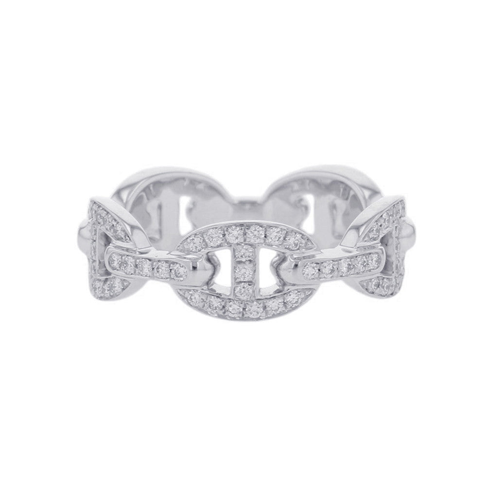 HERMES Chaine d'Ancre Enchaînée Ring Size 53/#13 PM 18K White Gold